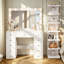 Coiffeuse de maquillage moderne avec éclairage à DEL avec 12 tiroirs et tablettes de rangement latérales amovibles, commode blanche pour la chambre à coucher