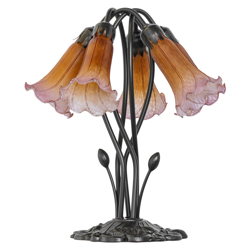 Lampe de table 16 lumières Tiffany Pond, Mauve / ambre, Unipolaire