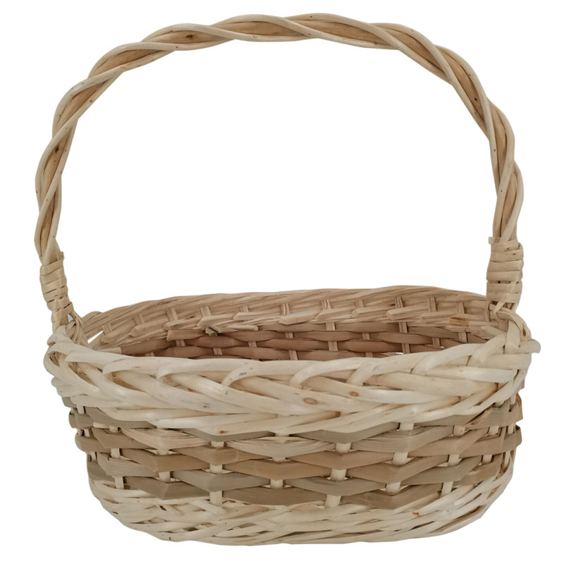 14" Oval Two-Tone Willow Basket, 15" H x 17" W x 13" D