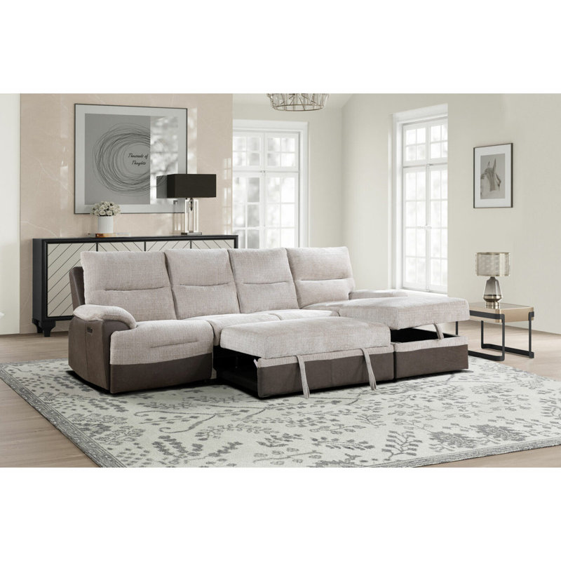 KIA BEIGE/BROWN SECTIONAL WITH PO AND USB