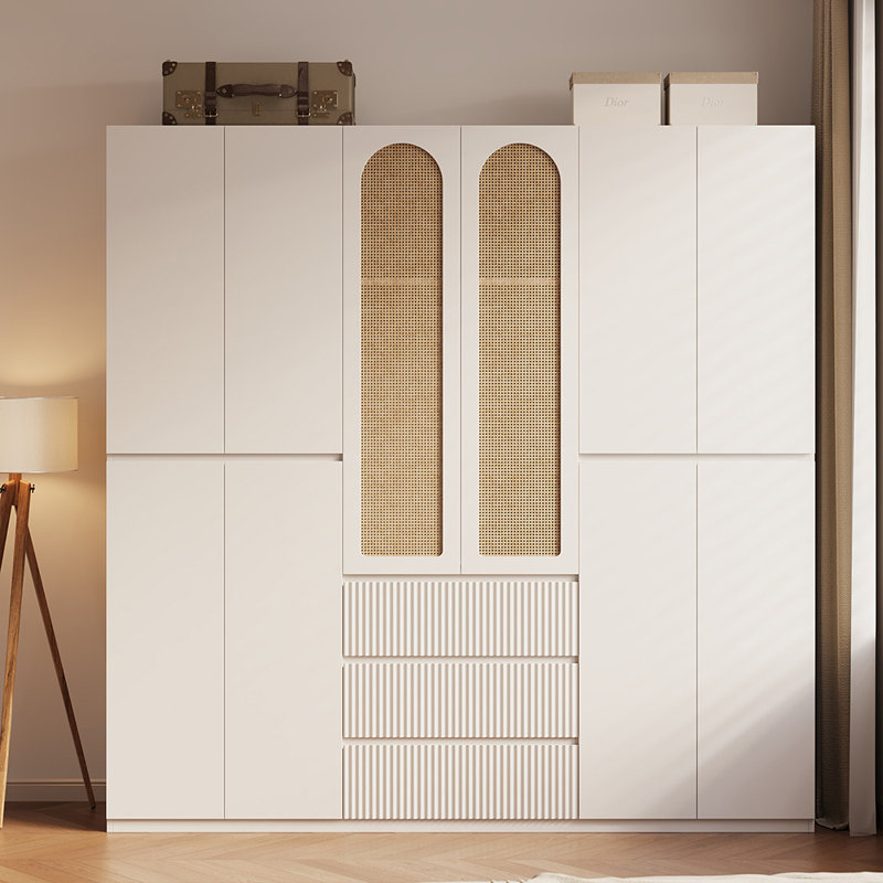 A Chinese-style solid wood household wardrobe, White