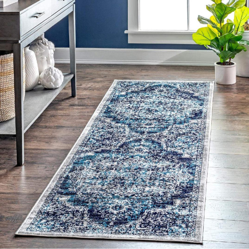 Doron Oriental Blue Area Rug, Runner 2'6" x 12'