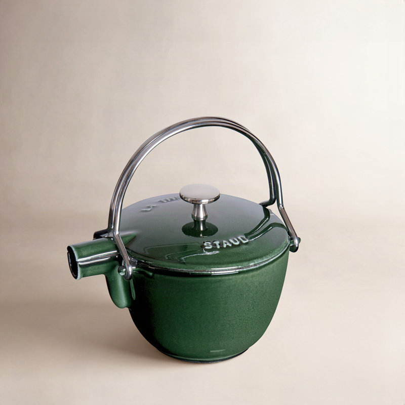 Staub Cast Iron 1.22-qt Round Tea Kettle, Basil