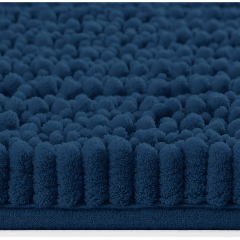 Ensemble de 2 tapis de salle de bain en chenille moelleux et moelleux, Bleu