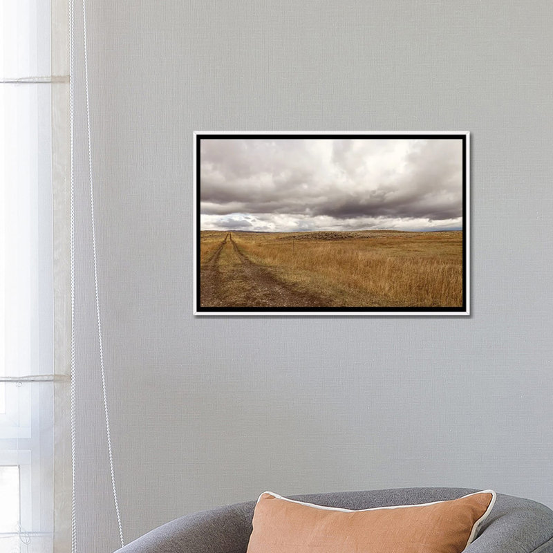 Storm Clouds Over Montana Prairie, White Floater Framed Canvas, 18" H x 26" W x 1.5" D, No Mat