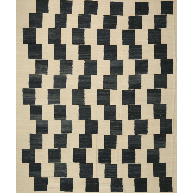 Tapis contemporain beige / noir, Rectangle 5 pi x 7 pi