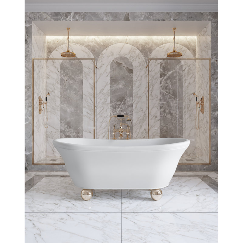 Aurora Bijoux 67.38'' L Soaking Bathtub, Polished Nickel