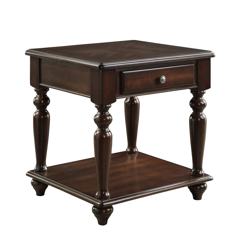 Modern Traditional Style End Table With Drawer And Bottom Shelf Espresso Finish Living Room Furniture 1Pc