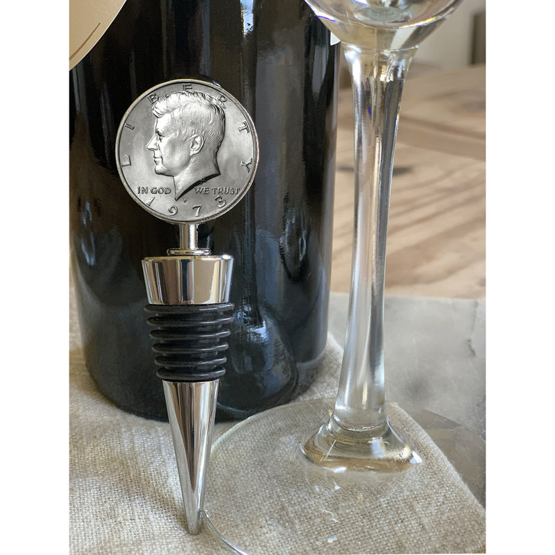 Silver JFK Half Dollar Coin Wine Bottle Stopper