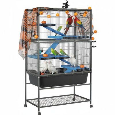 Ferret Cage, 59"h Large Ferret Nation Cage with 3 Removable Platforms, Slide-Out Deep Tray, Storage Shelf, Metal Small Animal Cages on Wheels for Sugar Glider, Guinea Pigs, Chinchillas, Rabbit