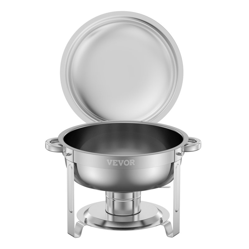 Ensemble 5 pièces de buffet à vaisselle rond en acier inoxydable argenté