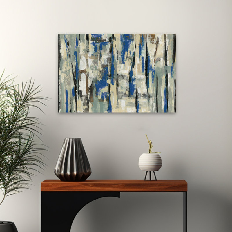 Rayures printanières contemporaines bleues, H 24 po x l 16 po