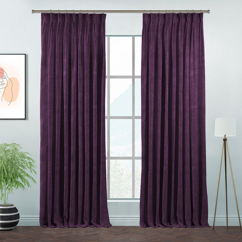 Room Darkening Single Curtain Panel, Purple, 130cm Width x 375cm Drop
