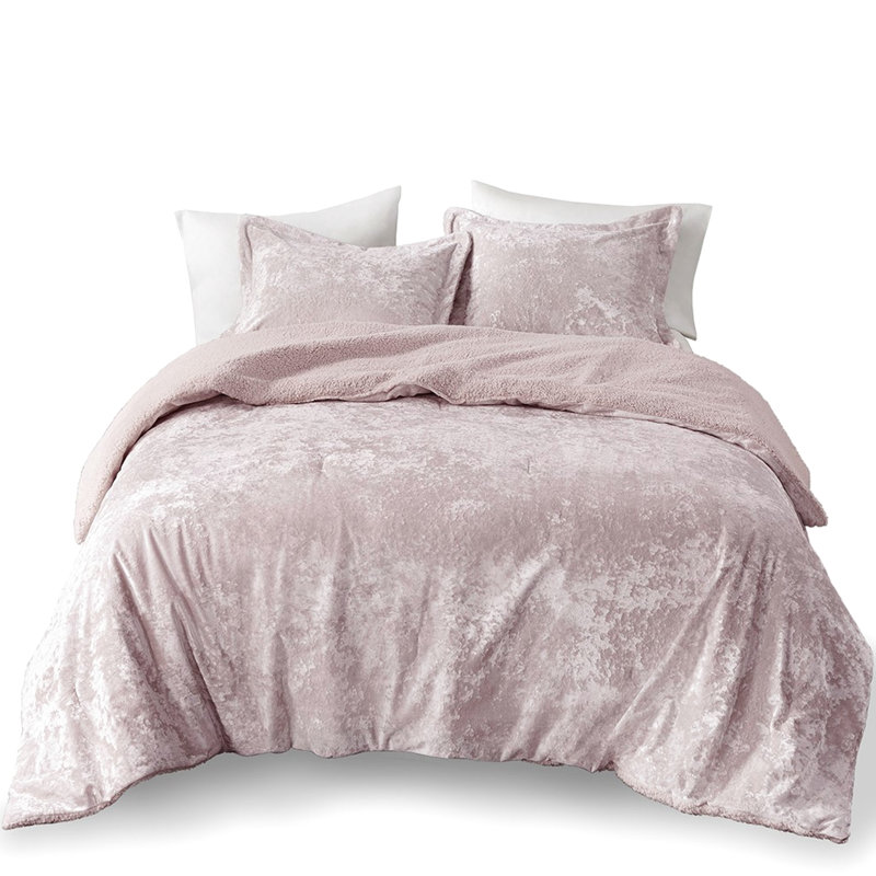 Literie réversible - Édredon double / grand, velours et mauve pour lit double / grand