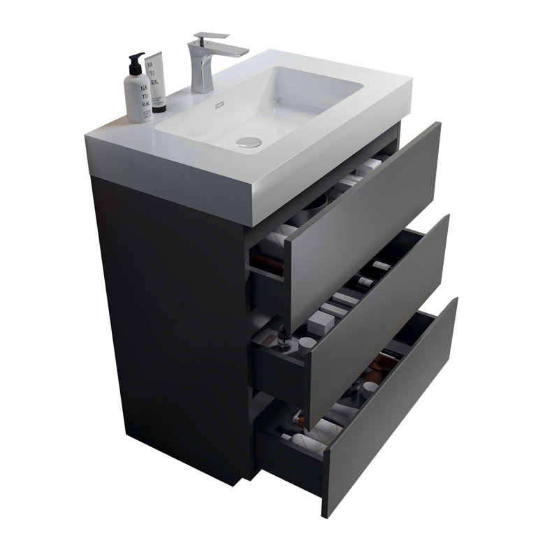 Meuble-lavabo autoportant avec grand lavabo et rangement