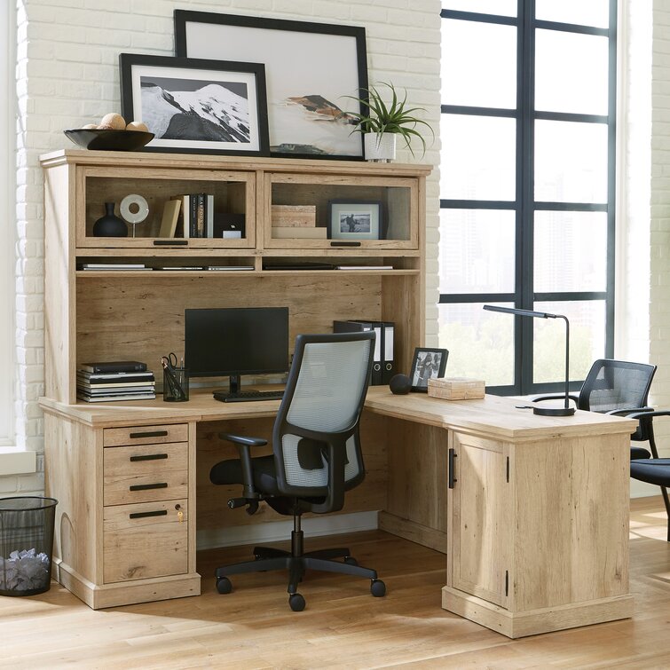 Via Single Pedestal L-Shaped Desk with Storage Hutch - 60W by