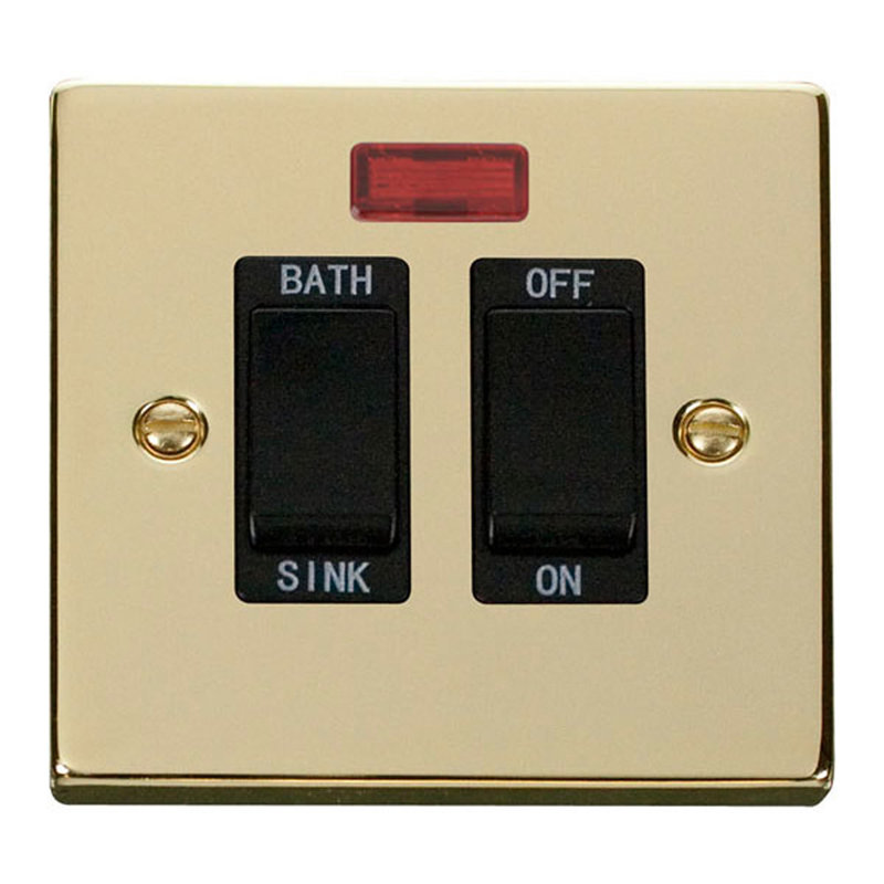 Polished Brass 20A DP Sink/bath Switch