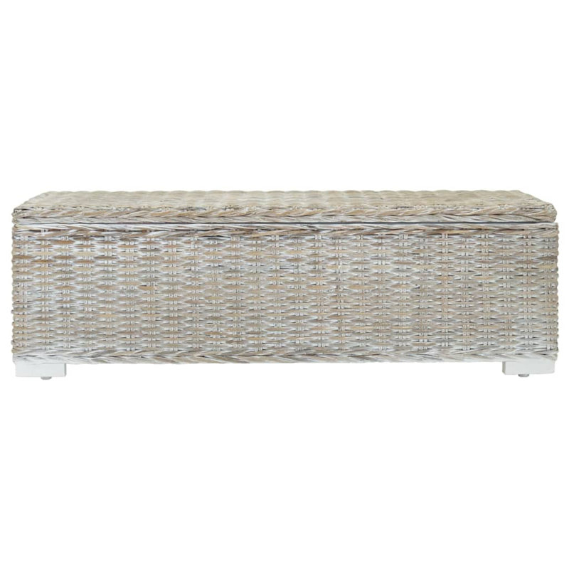  Storage Box White 43.3 " Natural Kubu Rattan & Solid Wood Mahogany, Light Gray/White