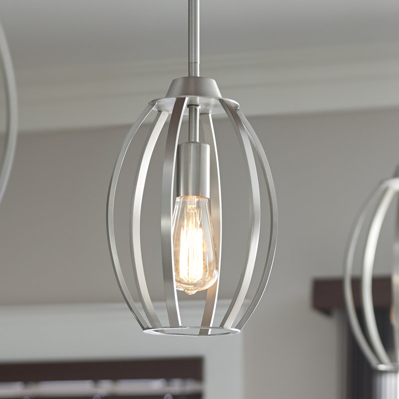 Luminaire suspendu géométrique 1 lumière Hong, Nickel brossé
