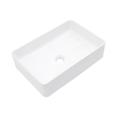 Topcraft White 19.63 × 13.69-Inch Rectangular Ceramic Bathroom Basin