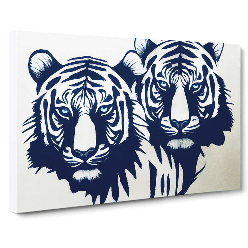 Pair Of Tigers Abstract - Wrapped Canvas, 40cm H x 60cm W