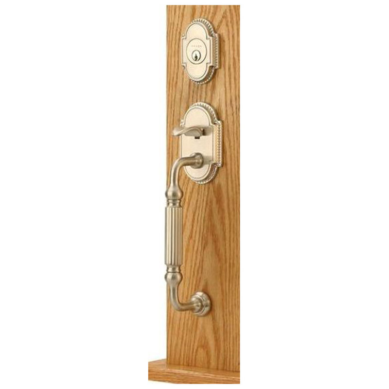 Emtek Knoxville Sectional Single Cylinder Tubular Entryset, Left Handed, Satin Nickel, Wembley Lever