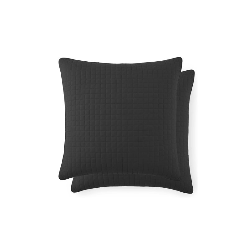 Deux housses de taie décorative matelassées en microfibre brodées Vilano Springs, H 18 po x l 18 po, Noir