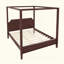 Lit plateforme à baldaquin en bois avec tête de lit et pieds de support-129021733-129021735
