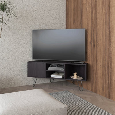 Lancaster Corner Tv Stand And Entertainment Centre, With Three Open Shelves And One Door Cabinet, For Living Rooms Or Bedrooms