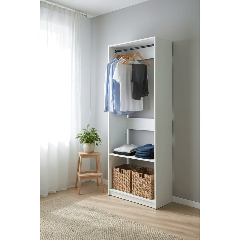 Penderie 32 "en bois avec deux tringles