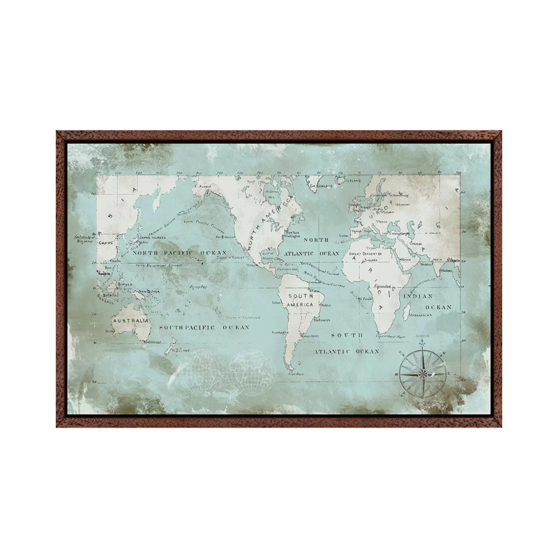 Ocean Blue by Carol Robinson - Print on Canvas, 66.04 cm H x 45.72 cm W, Classic Brown Wood Framed Canvas
