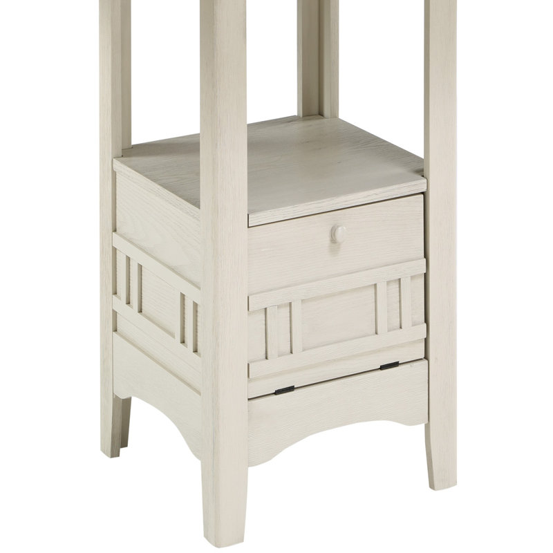  Table de salle à manger à hauteur de comptoir 1pc avec rallonge et base de rangement, Blanc, Brun