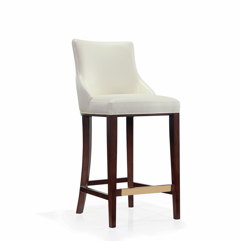 Shubert Upholstered Counter Stool with Solid Wood Frame, Bar Stool (29.13" Seat Height), Ivory, 3