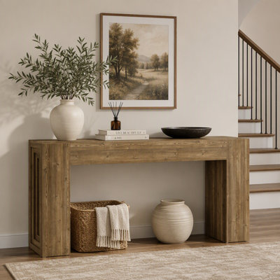 63" Console Table, Rustic Sofa Table Hallway Table with Stable Legs