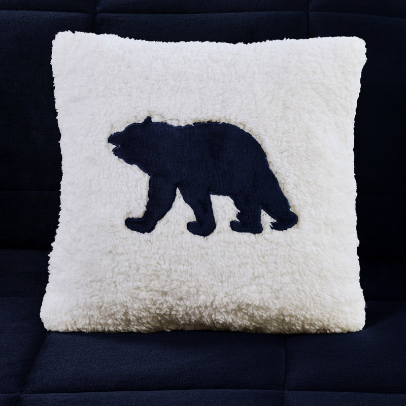 Édredon en duvet synthétique - double / grand, bleu marine + à, 2 taies décoratives et 1 coussin avec bourre