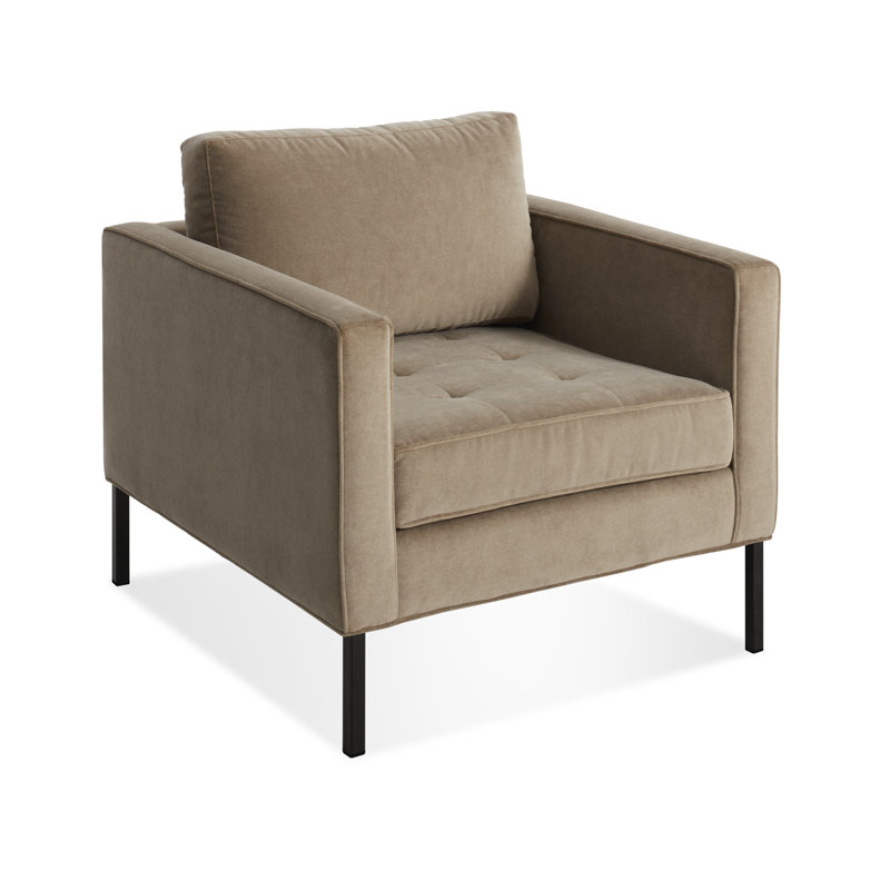 Paramount Tufted Armchair, Black, Otter Velvet Polyester Blend