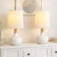 Lampe de table moderne 14 po en céramique et bois-247103230