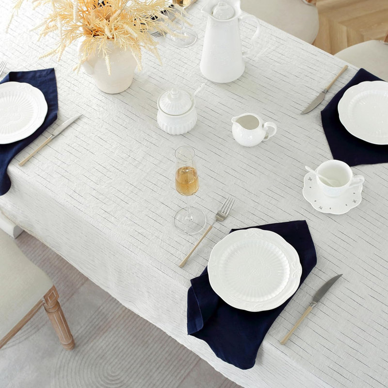 Nappe 55 po x 55 po à rayures 100% lin carré