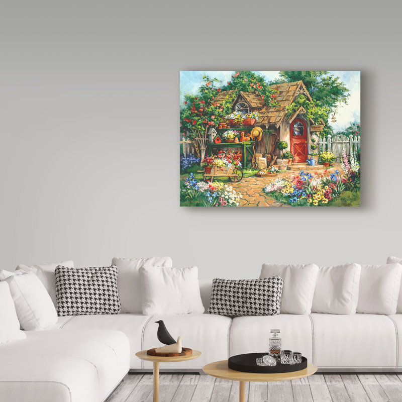 « jardiners-refuge », reproduction de peinture à l’acrylique sur toile tendue, H 24 po x l 32 po x P 2 po
