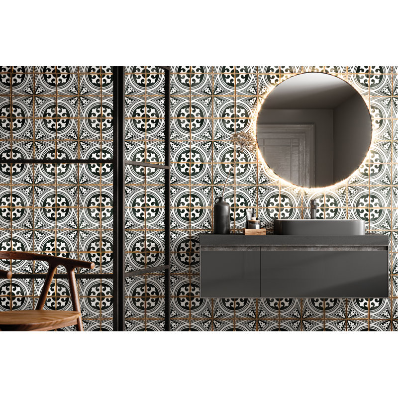 Casablanca 5" x 5" Ceramic Patterned Floor Use Tile, Fida
