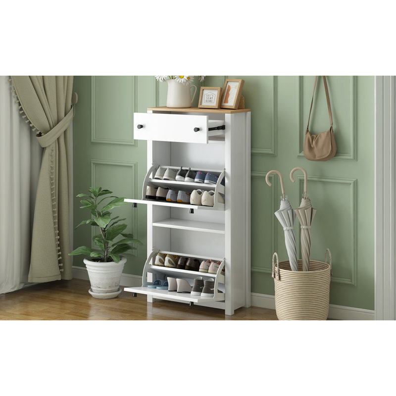 Armoire de rangement pour chaussures 12 paires, Blanc