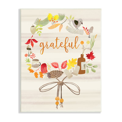 " Grateful Acknowledgement Autumn Forest Foliage Wreath " by Laura Watson