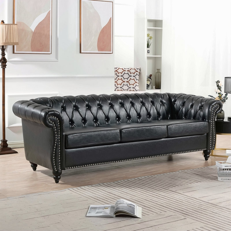 Canapé Chesterfield 84,65 po., Noir