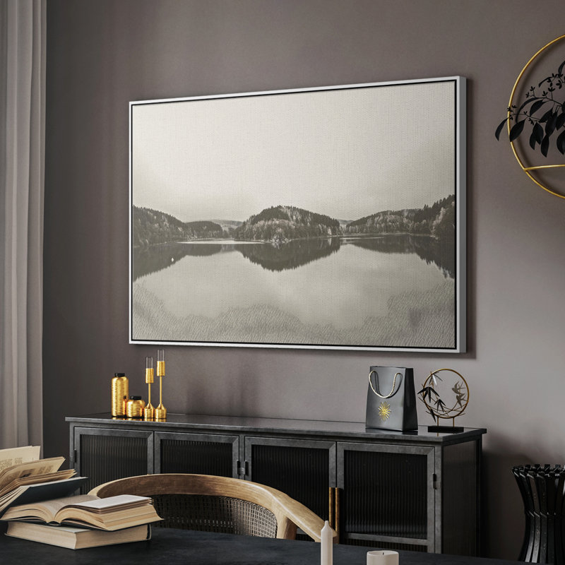 Paysage rétro - CCCLxxiv, H 27 po x l 41 po x P 2 po, Toile encadrée flottée blanche