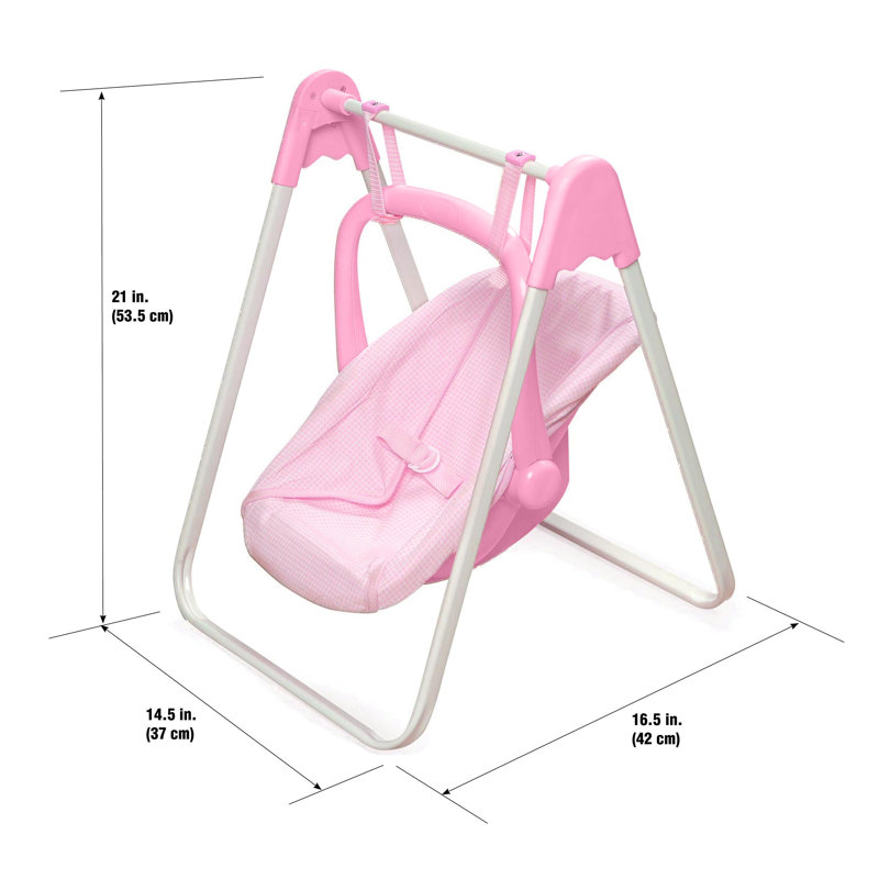 Doll Swing and Carrier in Pink Gingham