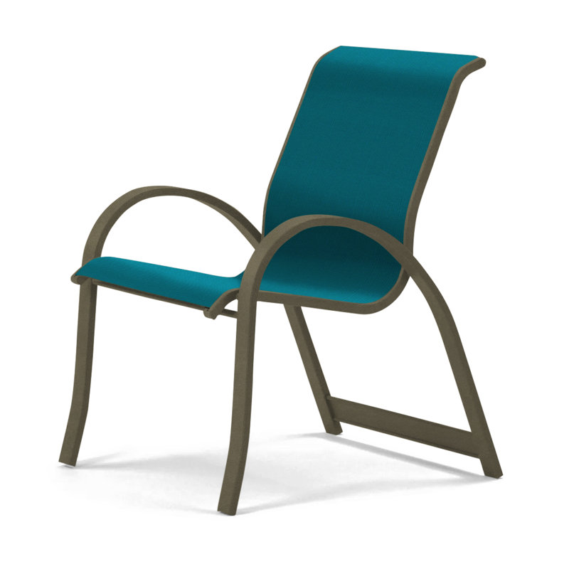 Fauteuil de salle à manger empilable Hiraku, Sunbrella® bleu sarcelle, Bois de plage