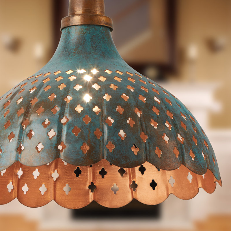 Mcmeans 1-Light Faux Blue Patina Metal Pendant