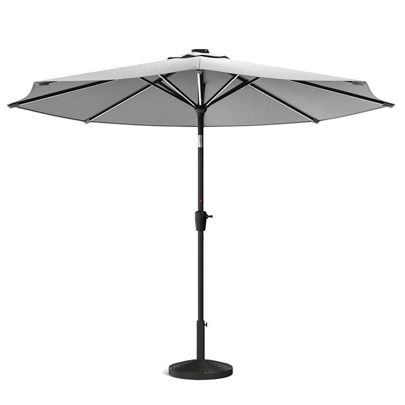 Aissa 3m Traditional Parasol with LED Light, Light Grey
