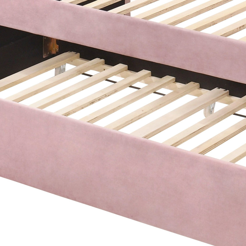 Pink Velvet Daybed W/Trundle (Twin)