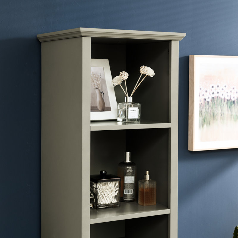 Grand classeur de salle de bain 64 po - 4 tablettes réglables et panier à linge gris pour les petits espaces